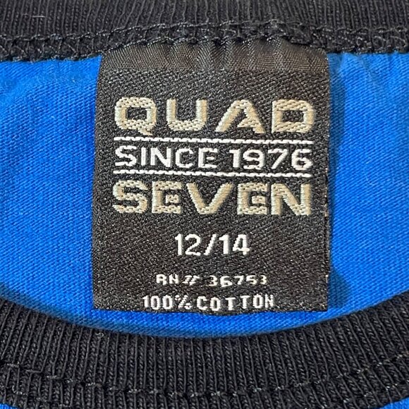 Quad Seven Boys Legend Tank Top 12/14 Blue & Black Striped Cotton - Picture 2 of 5